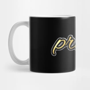 Shiny black and gold PRETTY word design Mug